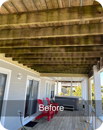 under deck before power wash obx